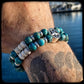 Bracelet en perles 8mm. Turquoise Afrique et Riverstone du Kentucky. Argent 925. ARIZONA