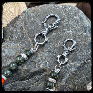 Chaîne de portefeuille en perles 10mm, serpentine et magnésite, argent 925. PLATOON