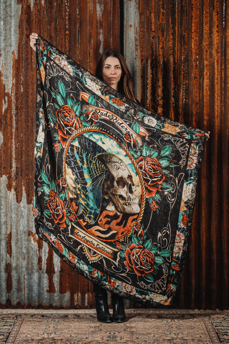 RUDE RIDERS SKULL &amp; BUTTERFLY scarf 